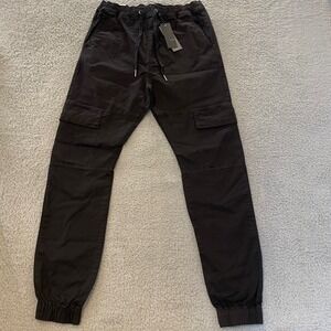 NWT Zanerobe Sureshot Lite Cargo Jogger Mens 34 Black Organic Cotton Stretch